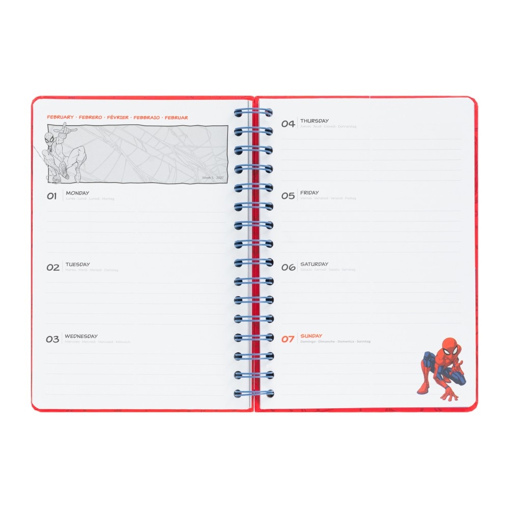 Grupo Erik MARVEL SpiderMan - 2026/2027 Week To View A5 12 Months Academic Diary School Diary - Multicolours